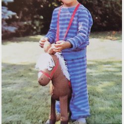 Hest med seler, hvid man/hale - frdigsyet